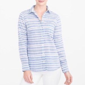 J Crew Blue and White Perfect Fit Button Front